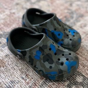Grey & Blue Camo Crocs - In Great Condition